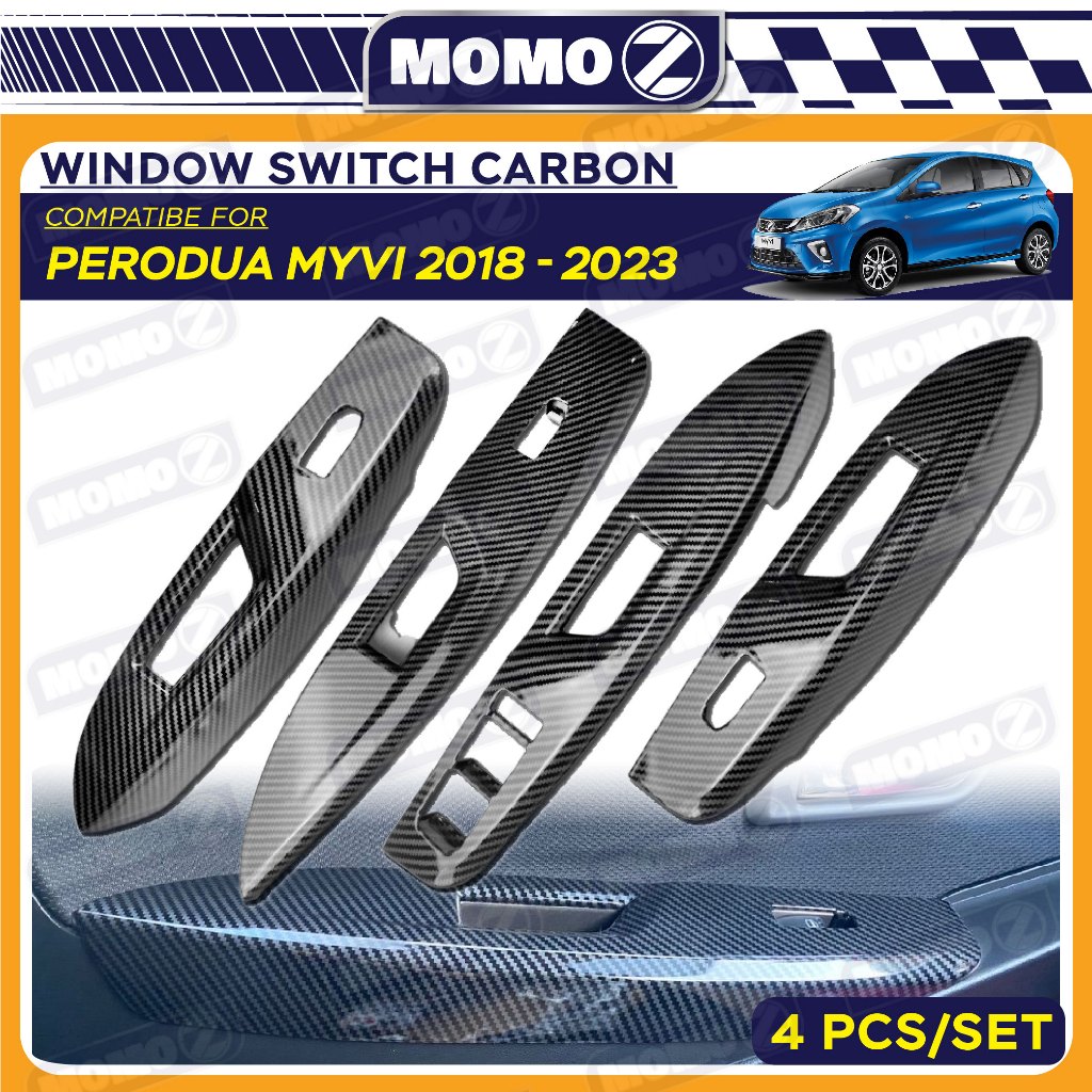 Car Perodua Myvi 2018 - 2024 Window Switch Panel Frame Carbon Fiber ...