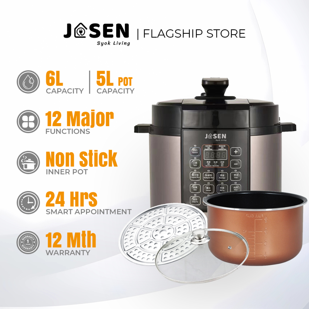 JOSEN 6L Multifunctional Electric Digital Pressure Cooker Nonstick