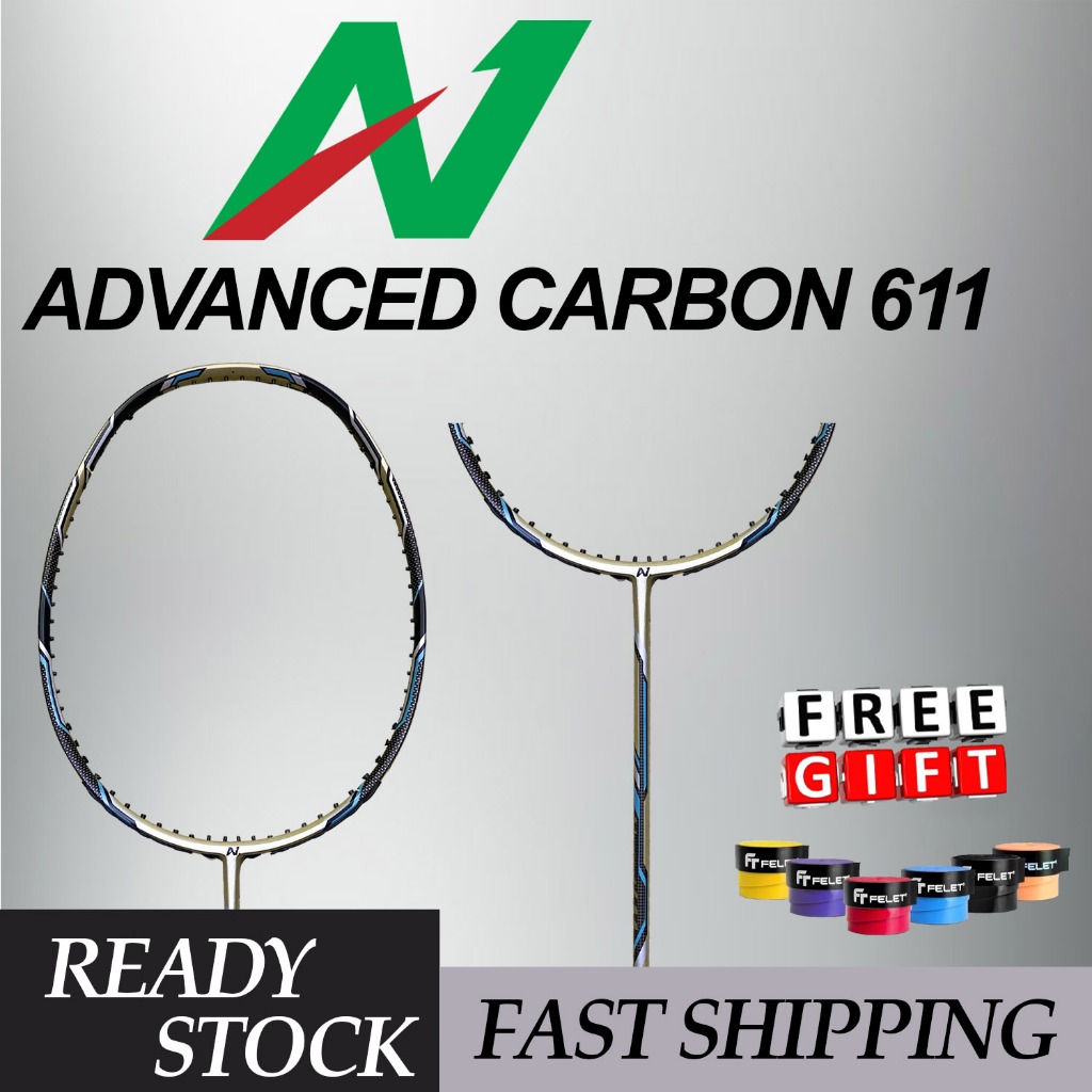 【Ready Stock】A1 Advanced Carbon 611 3U 87Gram 32lbs Racket Badminton ...