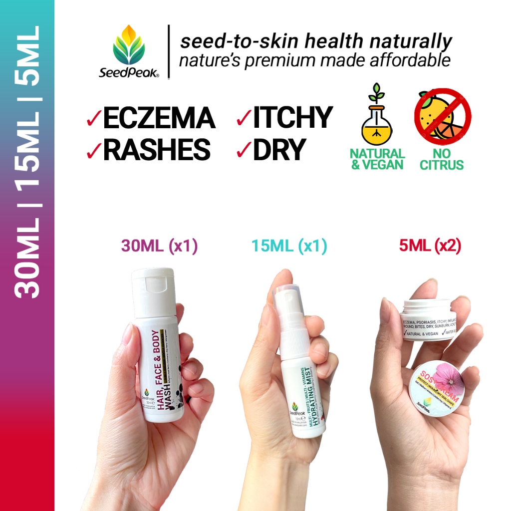 SeedPeak Eczema Superfood (S) Mini Travel Combo Set Itchy Sensitive