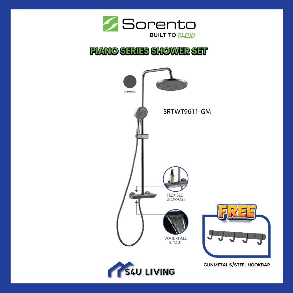 SORENTO PREMIUM PIANO SHOWER SET SRTWT9611GM Brass Material Shower set