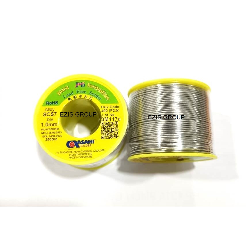 ASAHI LEAD FREE SOLDER WIRE 1.0MM 250GRM WLSCS7H910F 1.0mm 250g SCS7 Sn