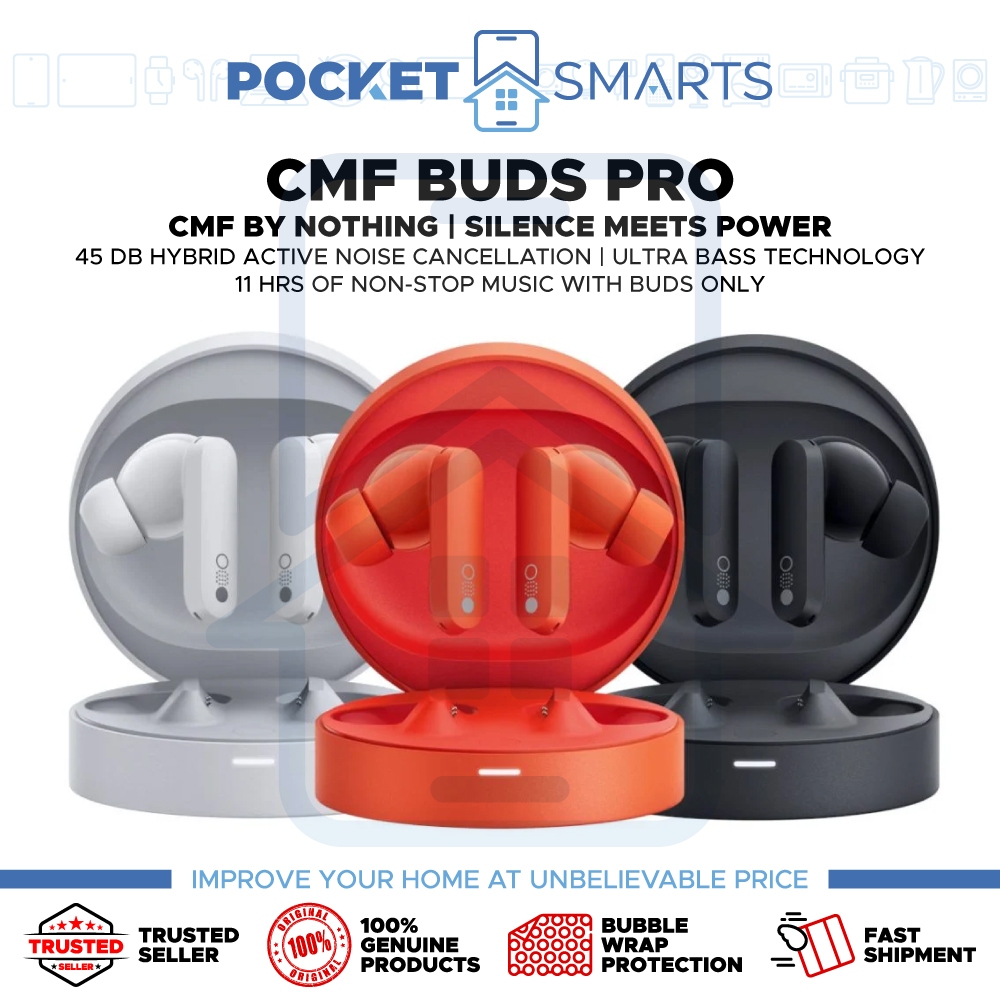 CMF by Nothing Buds Pro with 45 dB ANC-upto 39 hours of battery life-Light  Grey