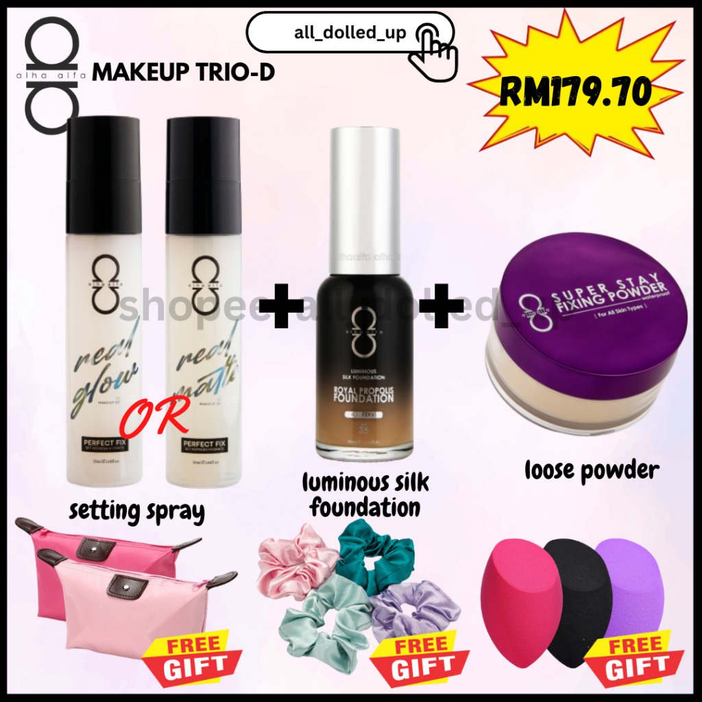 ALHA ALFA Makeup Combo Trio D (Setting Spray, Royal Propolis Luminous