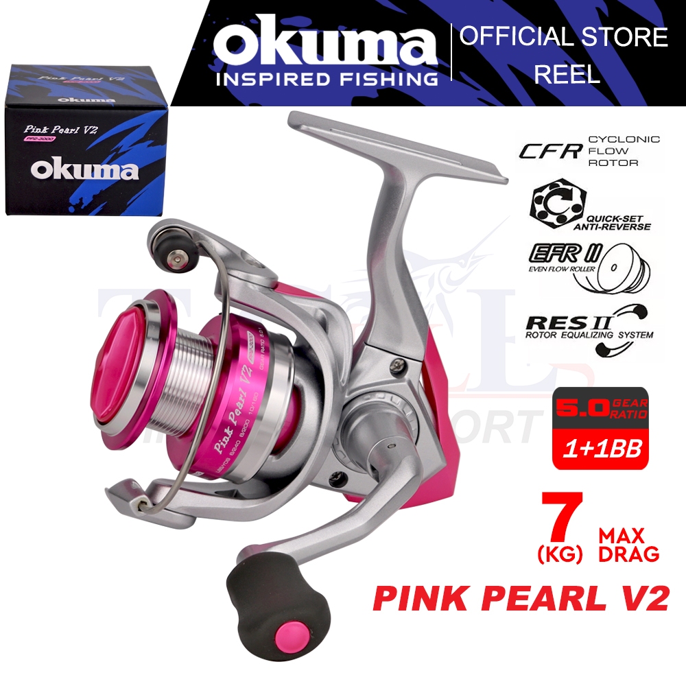 Okuma Pink Pearl V2 Spinning Fishing Reel (7kg) Maxdrag Mesin