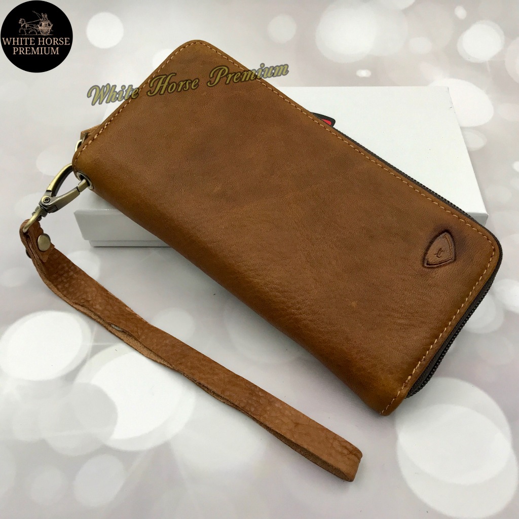 Rush Rider Clutch Long Zip Leather Wallet Genuine Cow Leather Purse ...