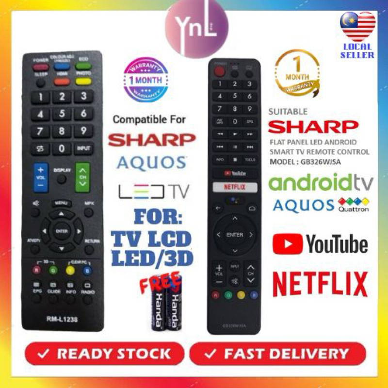 SHARP Remote contol RM-L1238(FOR SHARP LED LCD TV)|remote tv sharp ...