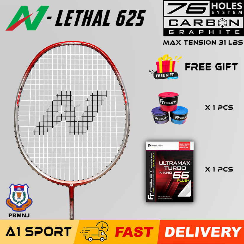 READYSTOCK A1 Lethal 625 Badminton Racket 4U Kepala Ringan Speed Racket ...
