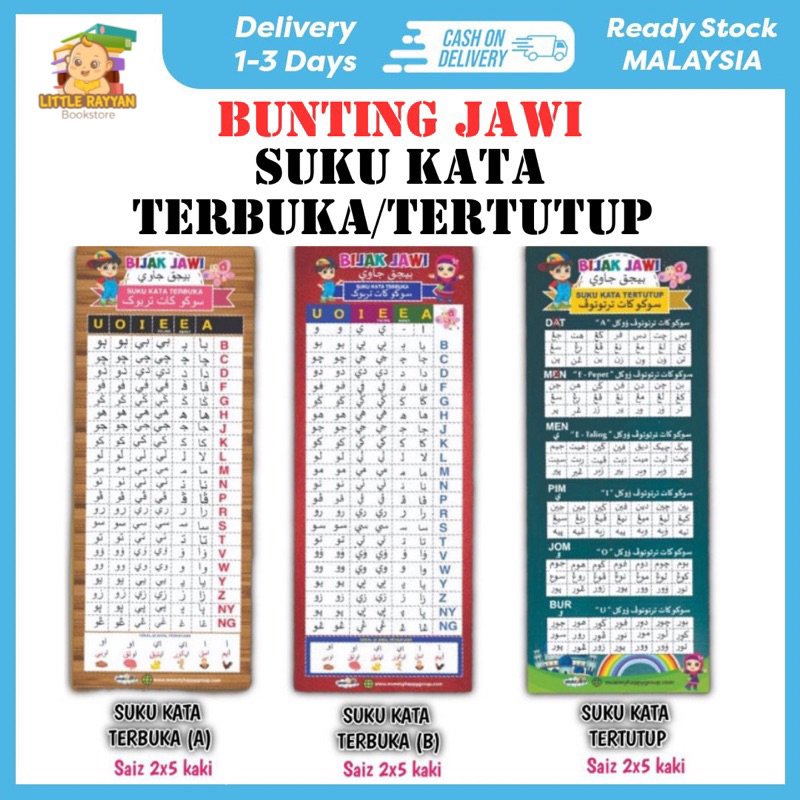 BUNTING JAWI TADIKA PRASEKOLAH SAIZ 2X5 KAKI, KALIS AIR & TAHAN LASAK ...