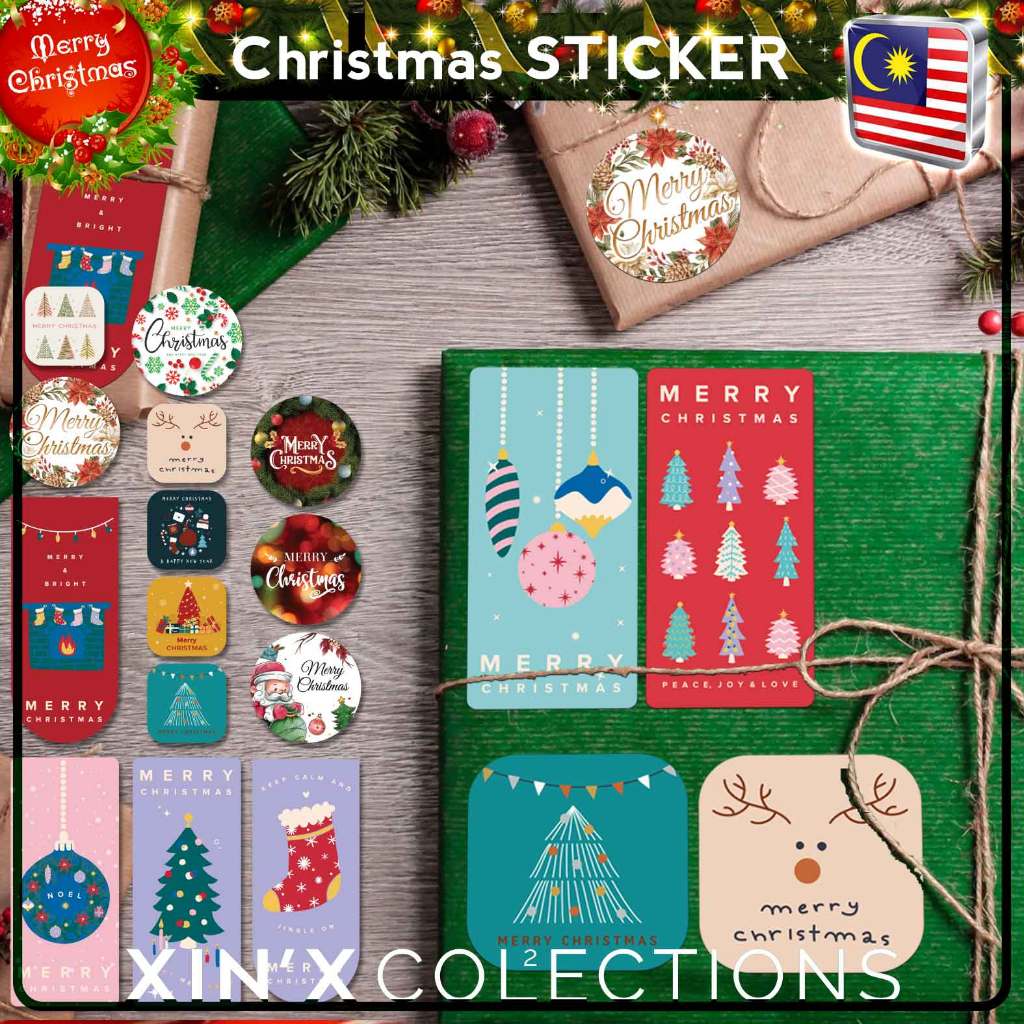 Christmas Sticker Santa Claus Snowman Christmas tree Merry Xmas ...