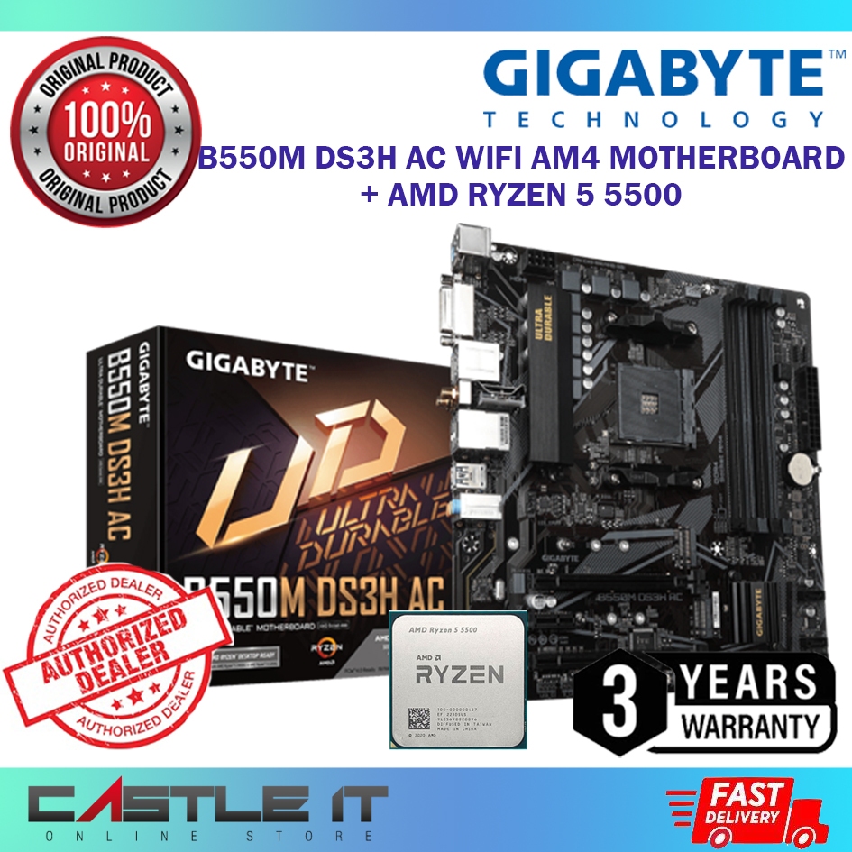 Gigabyte B550M DS3H AC WIFI AM4 Motherboard Combo Deal Ryzen 7 5 3