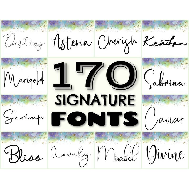 170 Signature Fonts Bundle - Add Fonts to Microsoft Word, PowerPoint ...