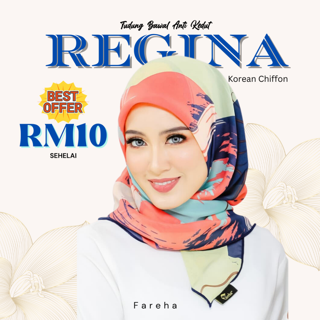 💓Ready Stock💓 Code REGINA Fareha SE 8.0 Raya 2021/Korean Chiffon/B45 ...