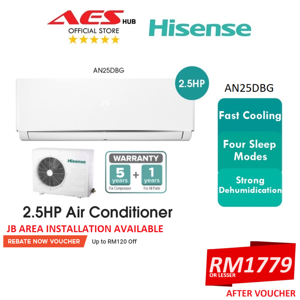 Hisense Aircond 25hp R32 Standard Non Inverter Air Conditioner Db Series An25dbg Penghawa 6225