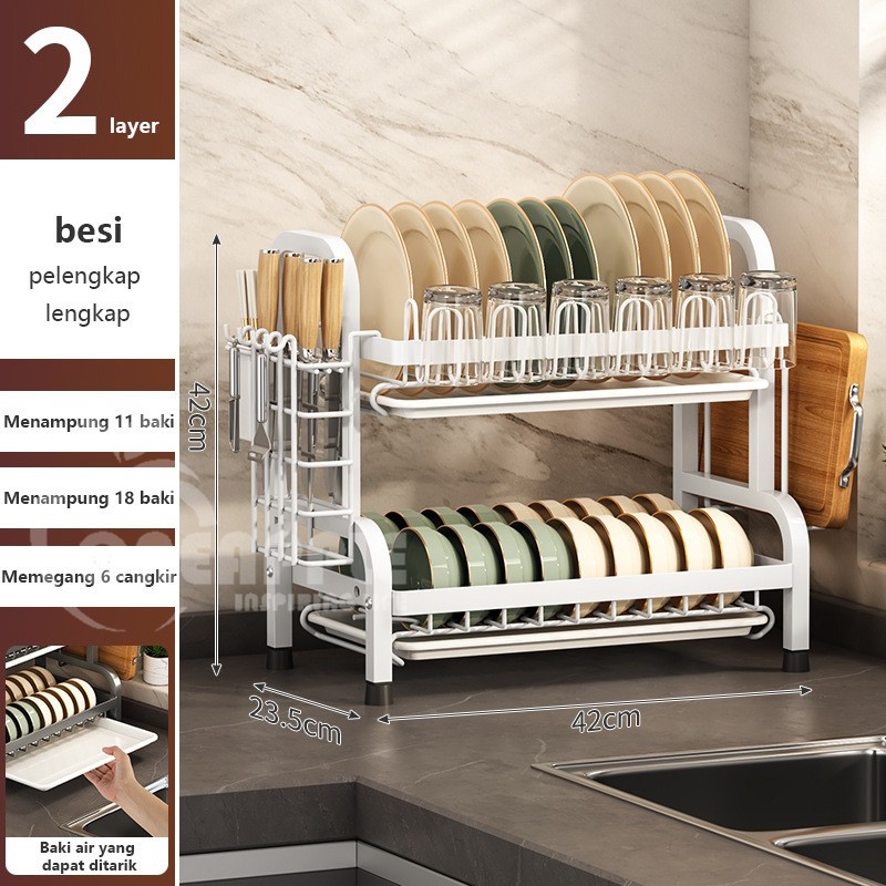 UPGRADE VERSION 2L & 3L Stainless Steel Kitchen Dish Drainer Rack with ...