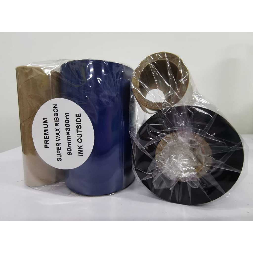90mm x 300m Barcode Ribbon Thermal Transfer Ribbon Wax Resin WAX RIBBON ...