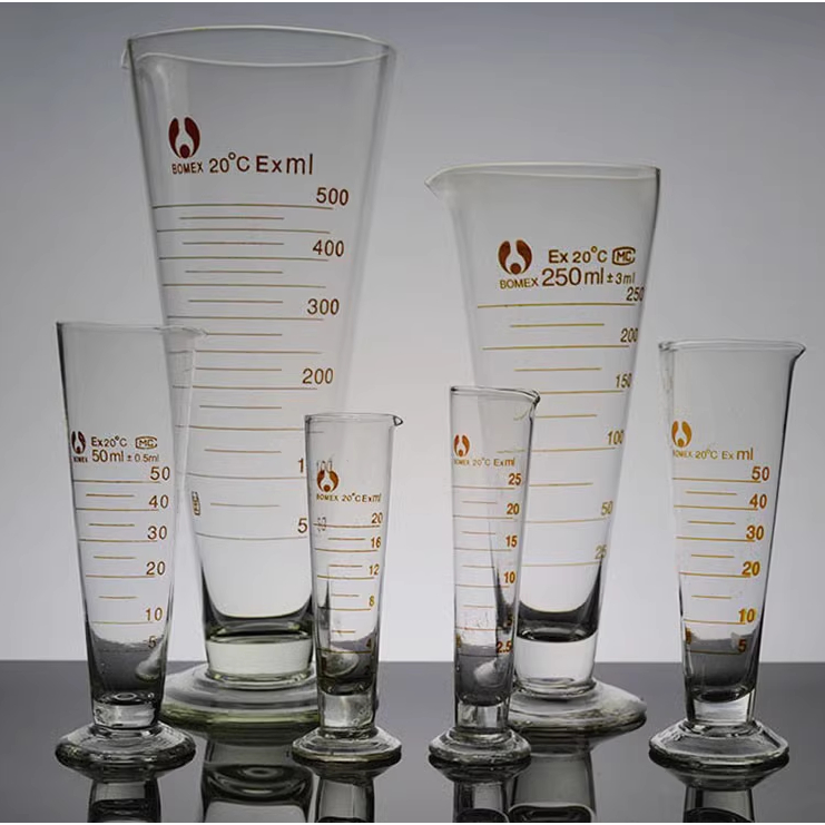 Bomex 500ml 1000ml Triangle Measuring Cylinder Borosilicate Lab Glassware Graduated With Pour 7204