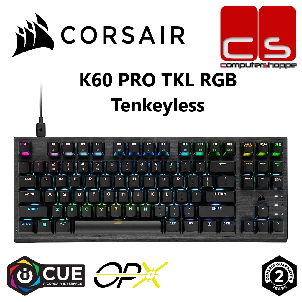 Corsair K60 PRO TKL RGB Tenkeyless Optical-Mechanical Gaming Keyboard ...