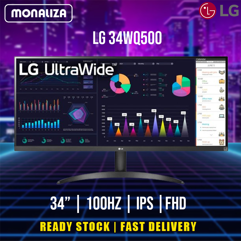 LG Monitor 34WQ500 34" Ultrawide FHD 100HZ Shopee Malaysia