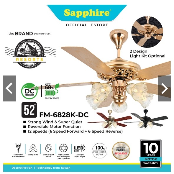 Sapphire FM-6828K Ceiling Fan 52” DC Motor | Shopee Malaysia