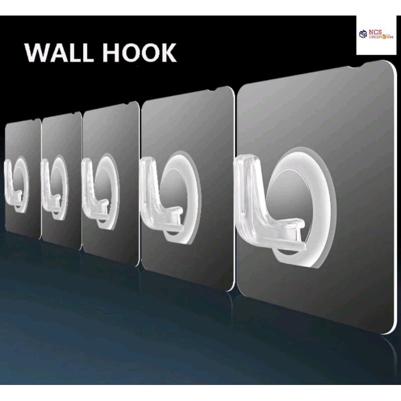 Magic Hook Transparent Strong Sticky Heavy 7.2cm* 7.2 cm (Extra Big ...