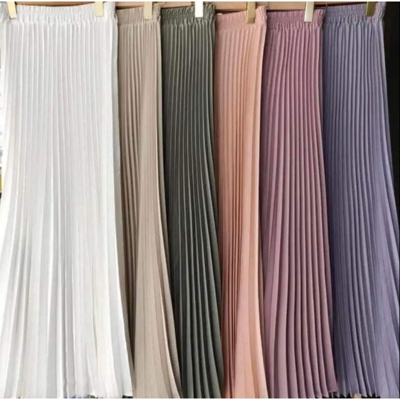 Satin Jersey Pleated Skirt XS - 3XL (Heavy Skirt) | Shopee Malaysia