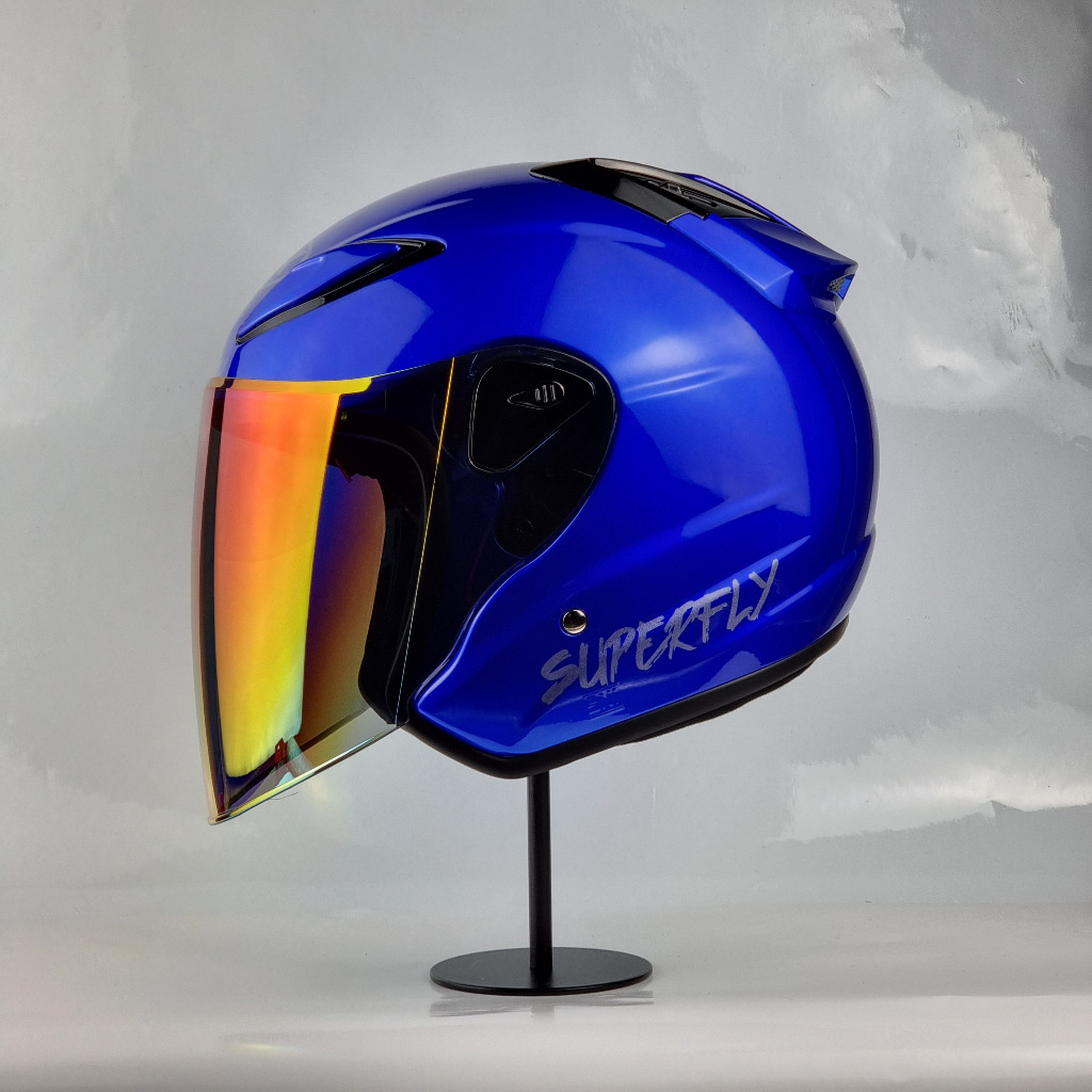 NHK HELMET X Superfly R6 V2 Solid - Candy Blue Glossy | Shopee Malaysia