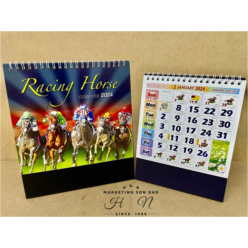 [READY STOCK] NEW YEAR 2024 Racing Horse Table Calendar Desktop Flip