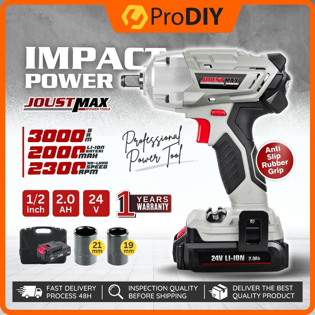 PRODIY JOUSTMAX 24V Cordless Impact Wrench 220NM 2300RPM Cordless