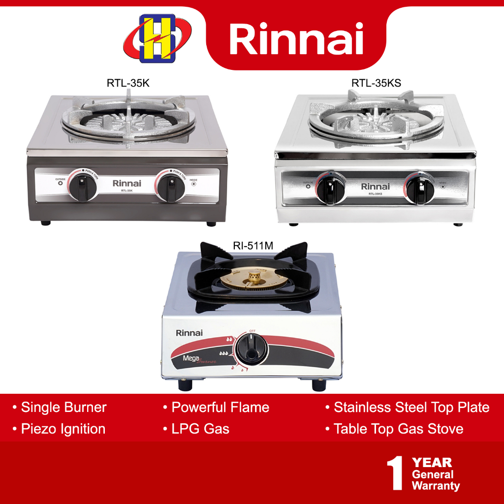 Rinnai Gas Cooker (3036cm) Table Top Gas Stove RI511M