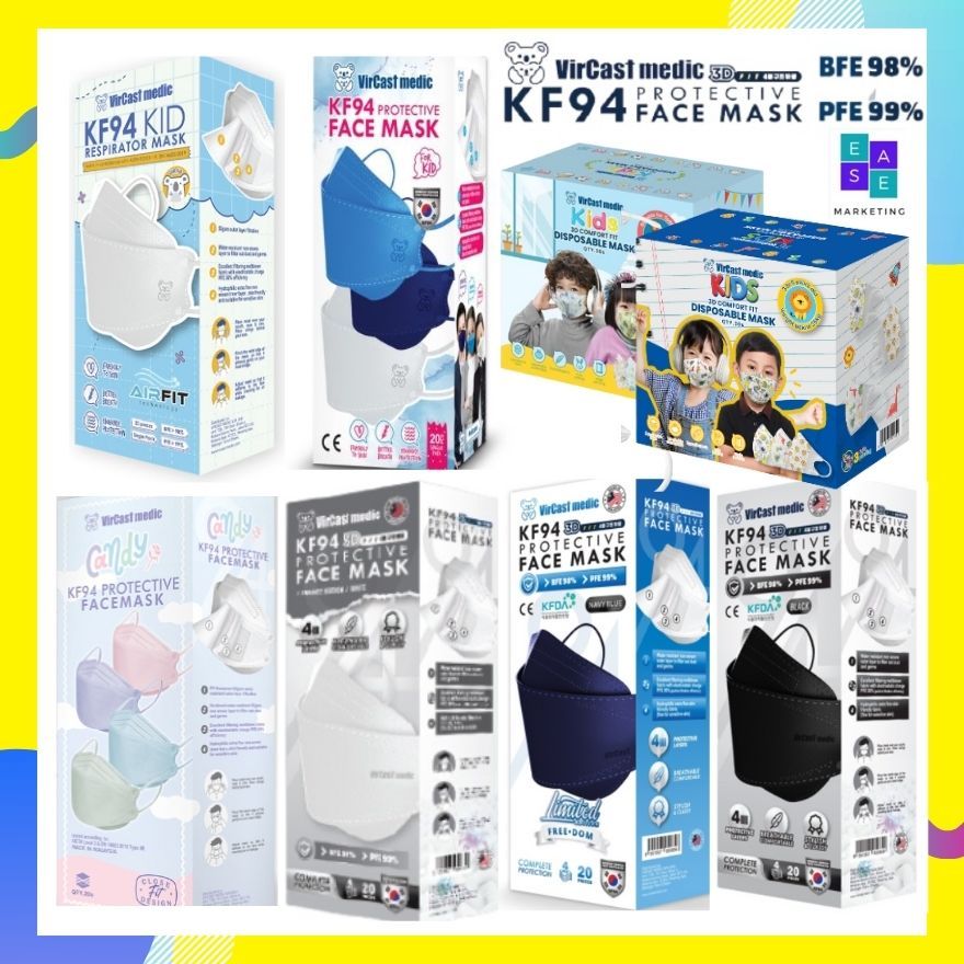 Buy1Free1 Vircast Medic KF94 4Ply Adults Face Mask Hijab Mask 3D Kids