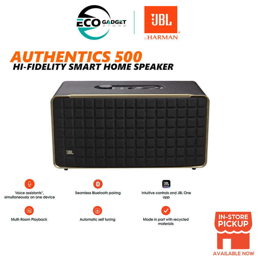 JBL Authentics 500  Hi-fidelity smart home speaker with Wi-Fi, Bluetooth  and Voice Assistants with retro design.