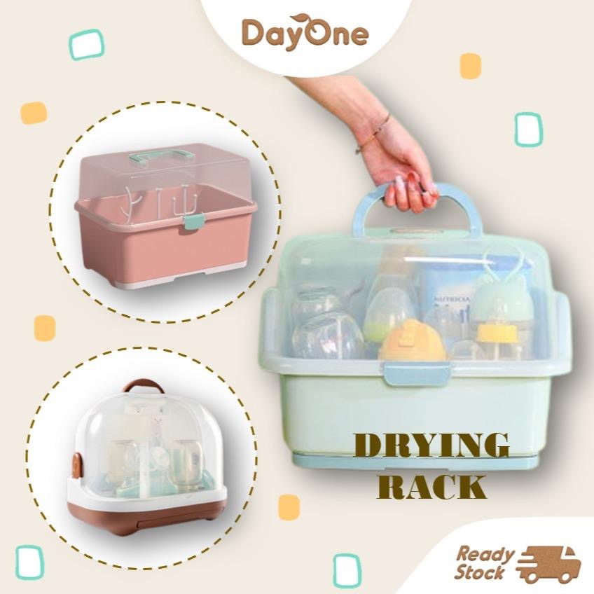 NEW Baby Bottle Drying Rack With Cover Storage Box Large Organizer