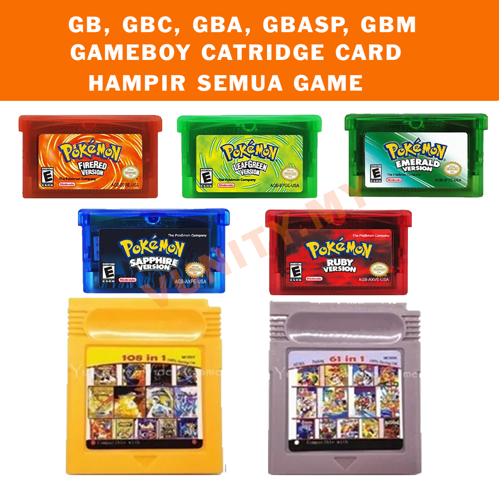 gameboy advance sp / gbasp/ Gba / Gbc / gb / gbm catridge game card most  all title and custom pokemon red alpha | Shopee Malaysia