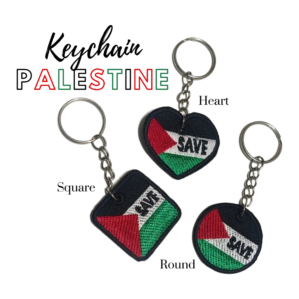 Keychain Palestine embroidered sulam fabric save palestine Shopee