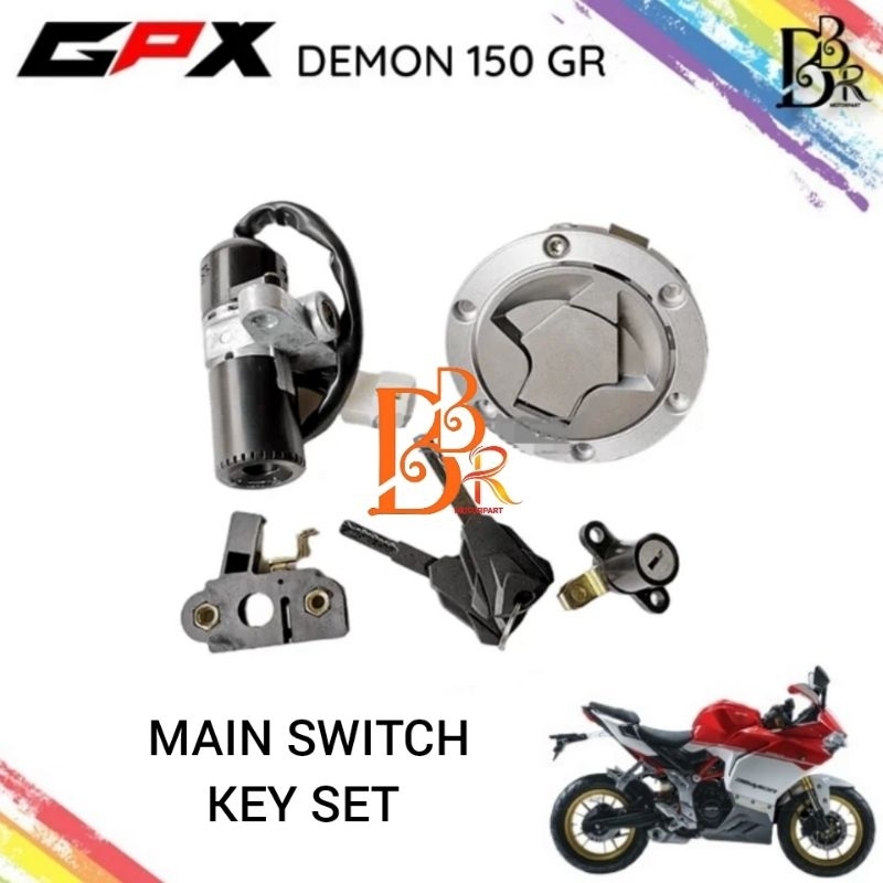 GPX DEMON 150GR/GN Original Main Switch KEY ON OFF & Fuel Tank Cap Set ...