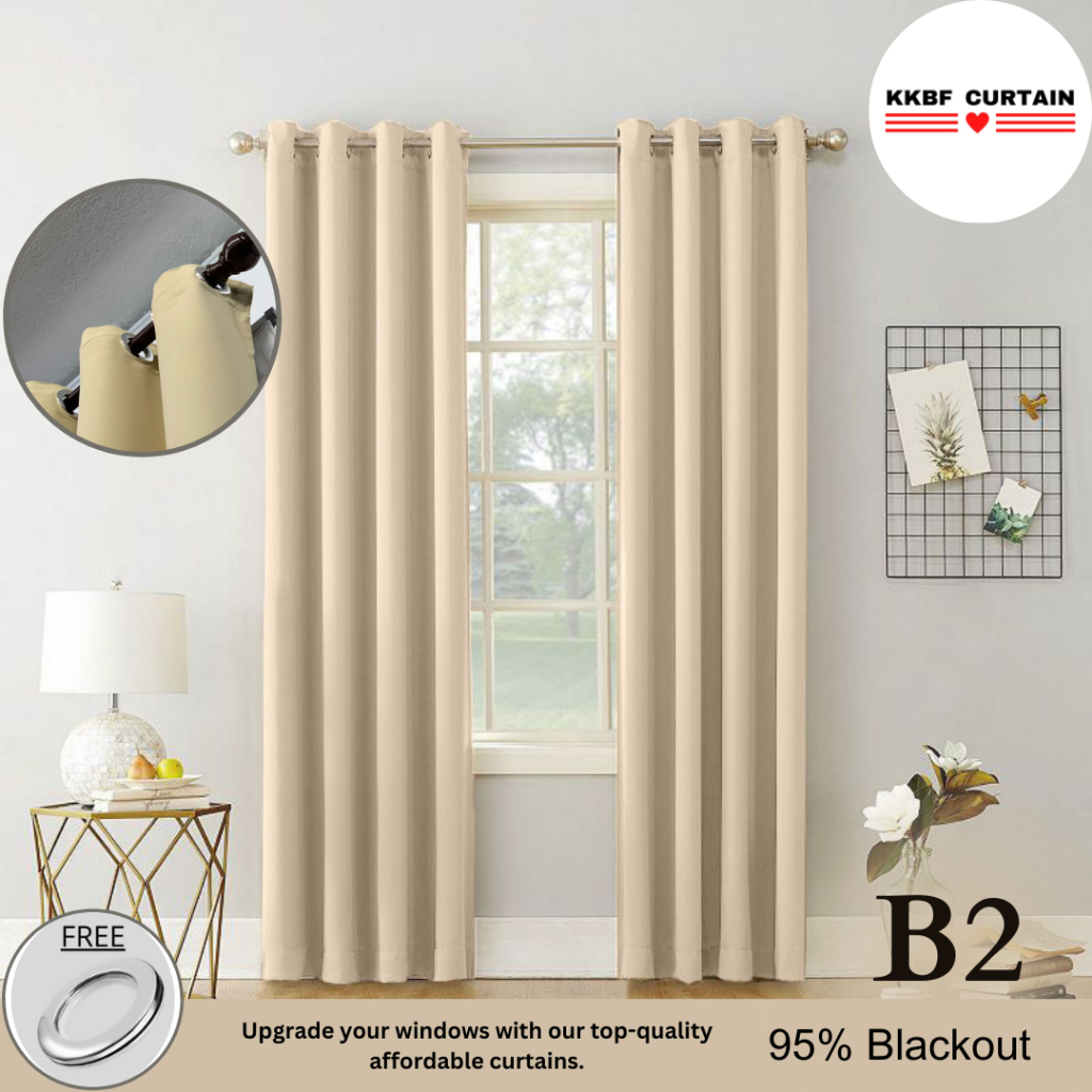 KKBF Ready Made Curtain B2 Langsir Siap Jahit 95% Blackout Curtain ...