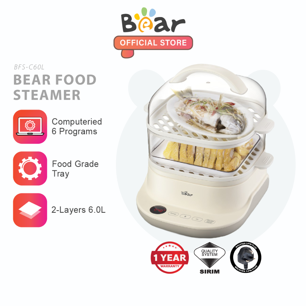 Bear Steamer Electric Food Steamer (6L) BFSC60L Shopee Malaysia