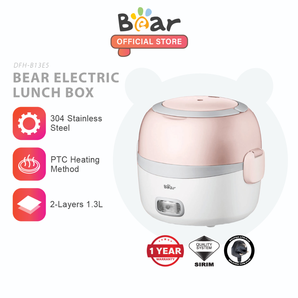 Bear Electric lunch box portable lunch box Mini Rice Cooker 2Layer