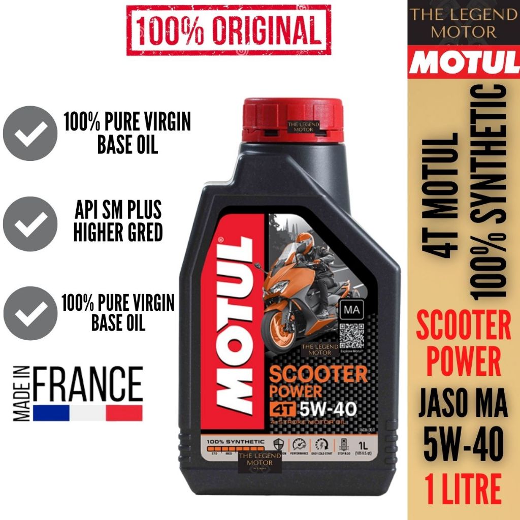 MOTUL Scooter Power 5W 40 1 Litre Synthetic Lubricant Ori Oil Enjine
