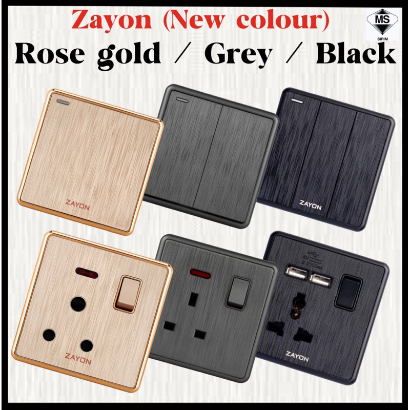 Zayon switch sirim T3 rose gold / grey / black switch | Shopee Malaysia