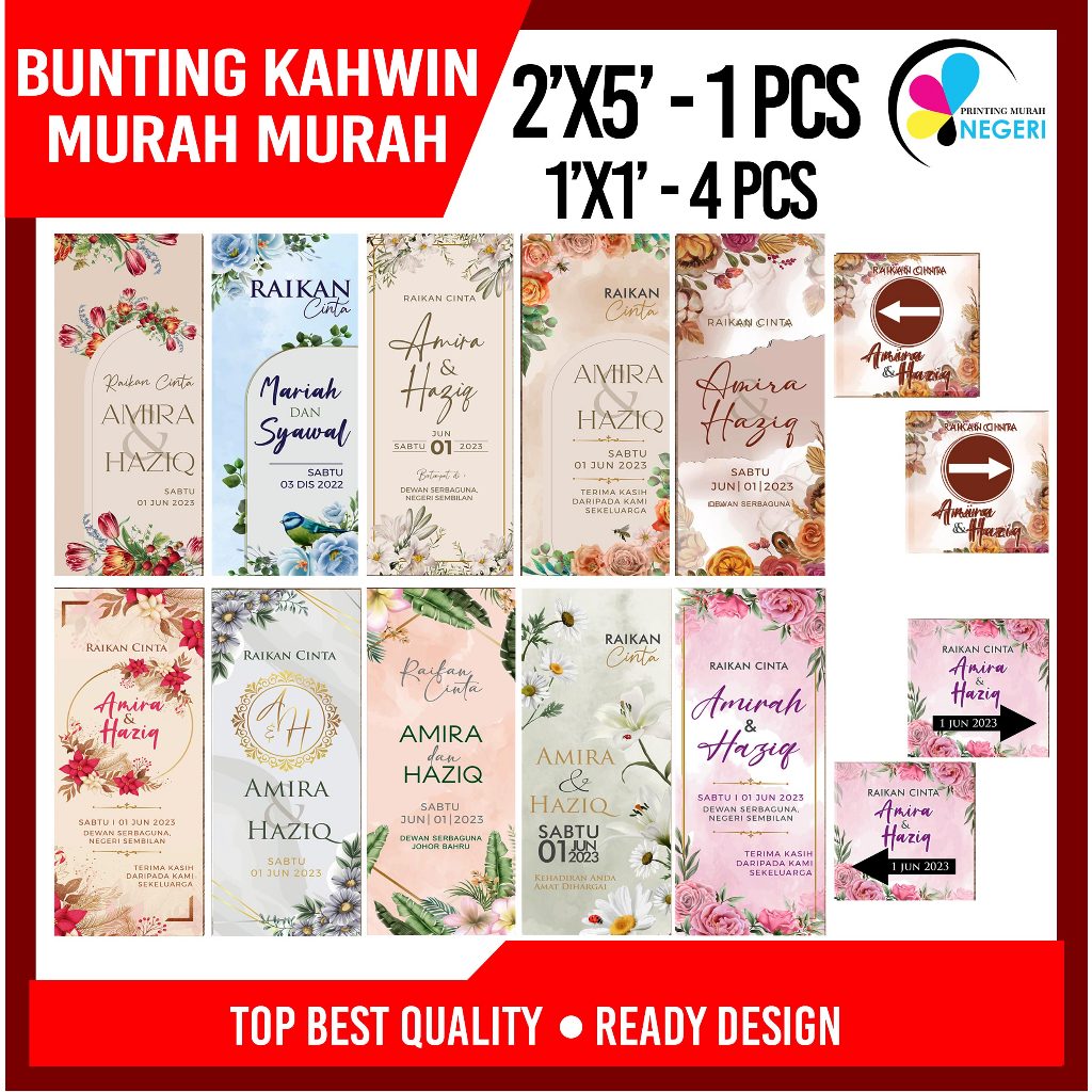 SET Bunting Kahwin dan Petunjuk Arah untuk Perkahwinan 5 pcs | Shopee ...