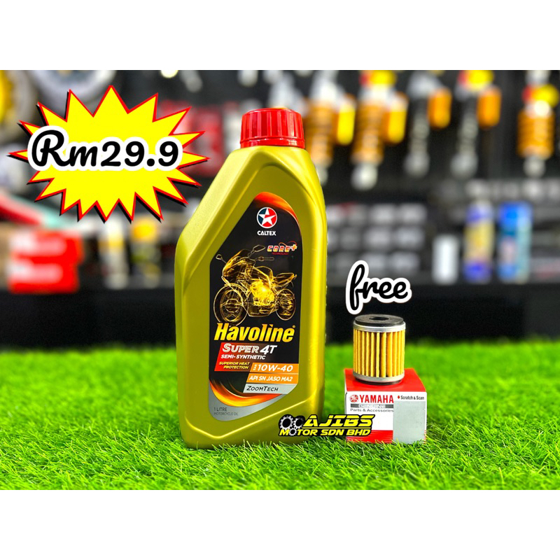 CALTEX HAVOLINE SUPER 4T SEMI SYNTHETIC 10W40 ENGINE OIL 1LITRE (FREE