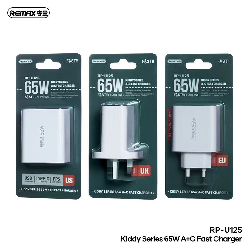 REMAX RP-U125 KIDDY SERIES 65W A+C FAST CHARGER (UK) (WHITE) | Shopee ...
