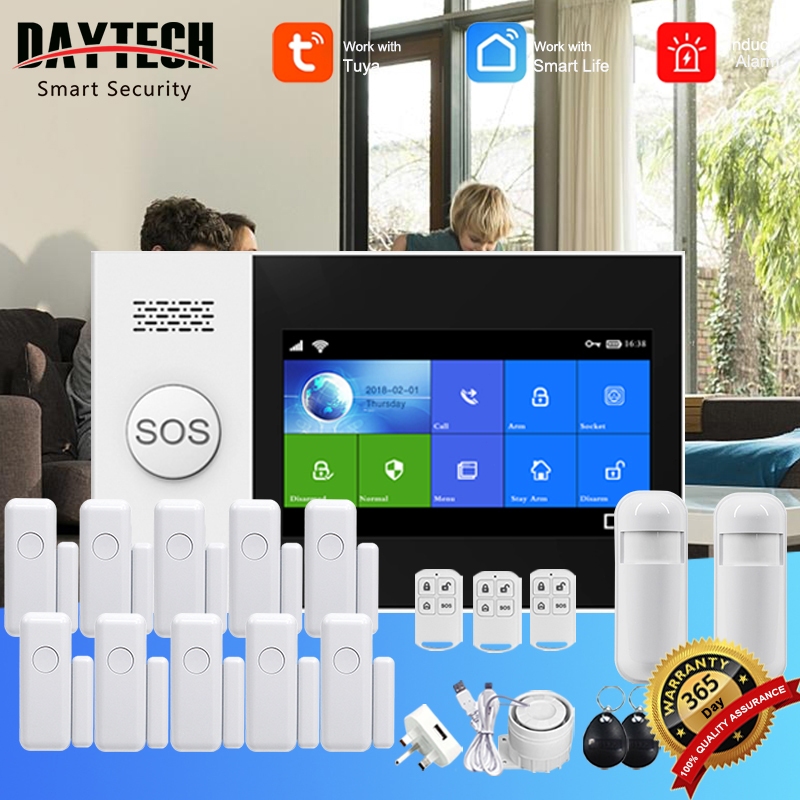 Anti Theftdaytech Wifi Gsm Alarm System Wireless For Home Burglar Security Tuya Touch Screen