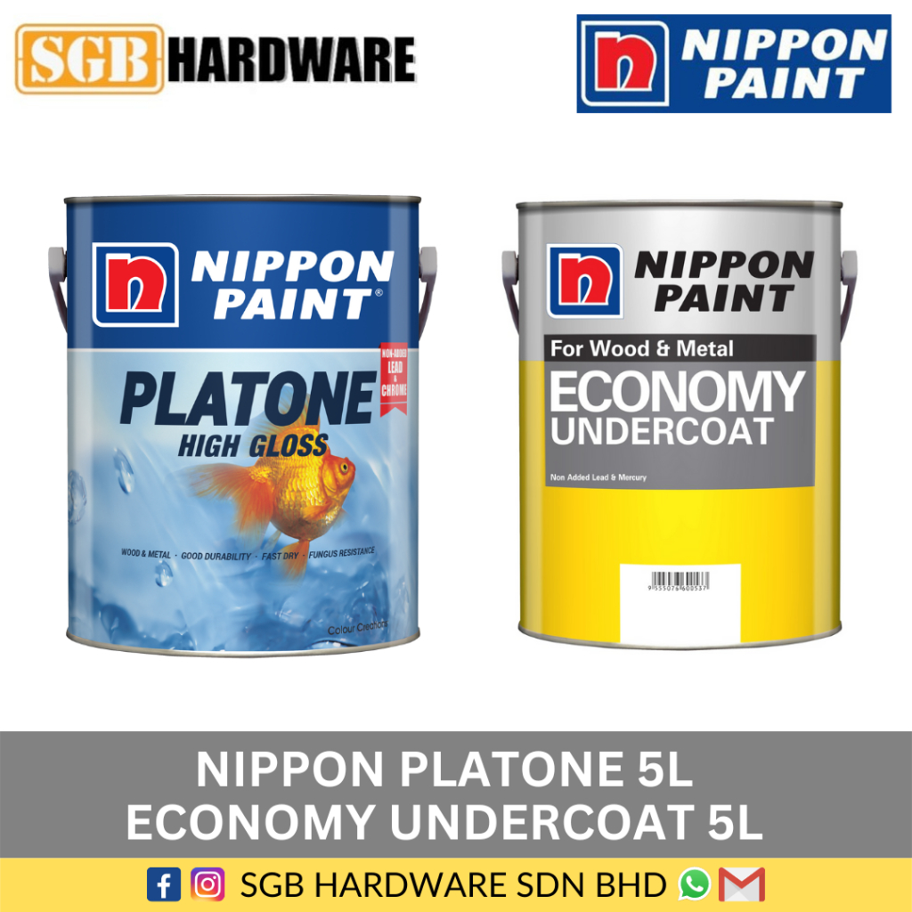 5 Liter Nippon Platone High Gloss Finish Paint for Wood & Metal/Cat ...