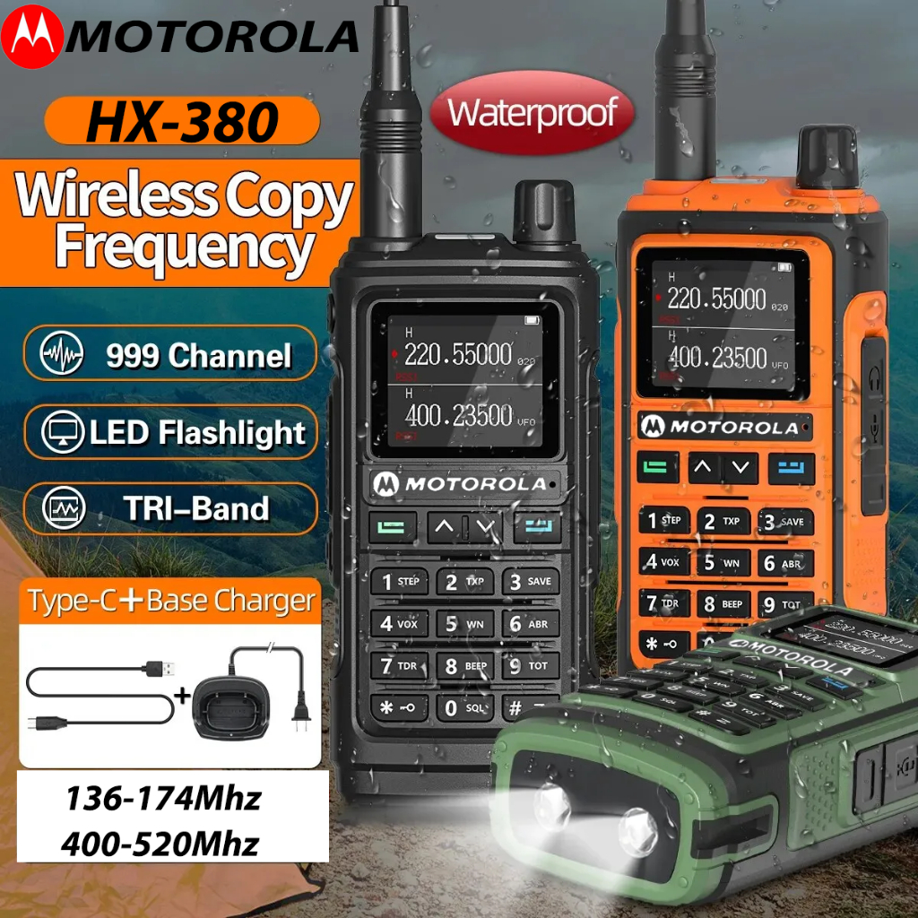 Motorola HX380 Walkie Talkie Stronger Signal 999 Channels UV Dual Band