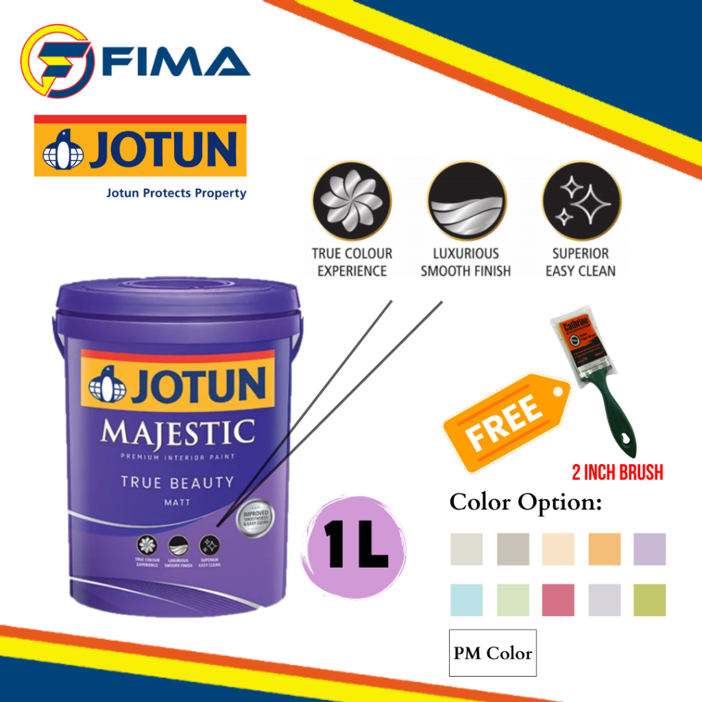 1L JOTUN Majestic True Beauty Matte FREE BRUSH Fully Color Option Cat