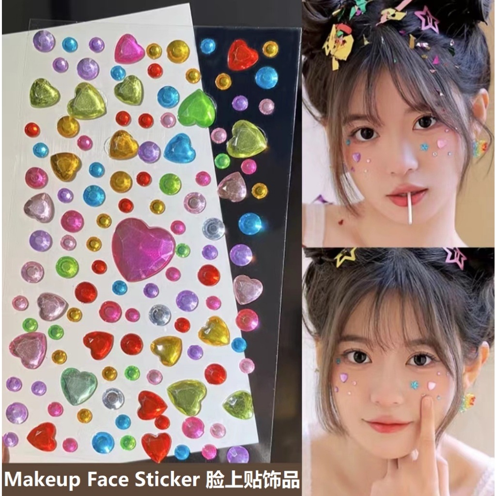 Festival Party Acrylic Colorful Diamond Face Eye Body Sticker DIY ...