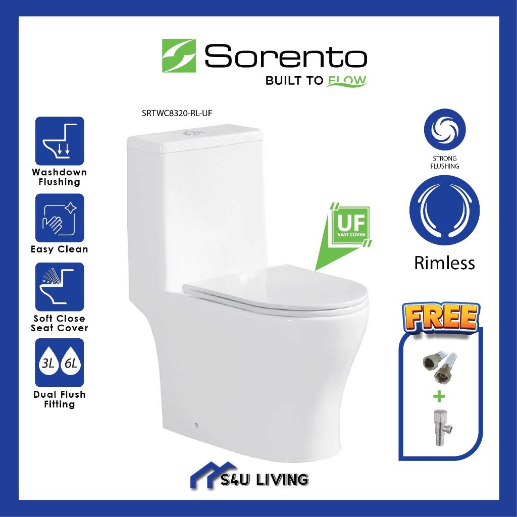 SORENTO SRTWC8320RLUF One Piece wc UF Seat Cover Rimless Water Closet